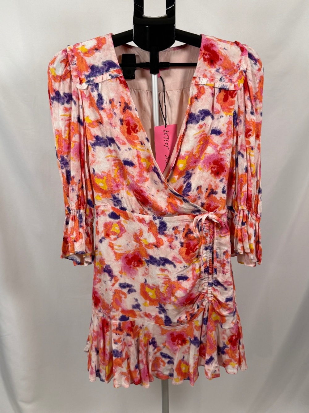 Betsey Johnson NWT Pink Yarrow Floral Wrap Mini Dress Size 0